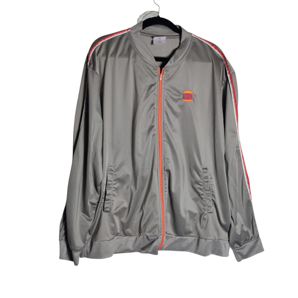 Burger King Employee Uniform Track Jacket Mens XL Brown  Full Zip